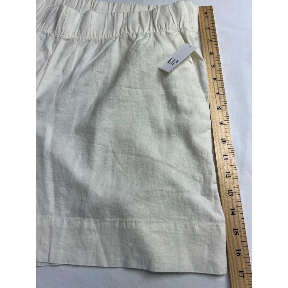 Gap Shorts Women XL White Linen Blend Elastic Waist Pull On Summer‎ New C13